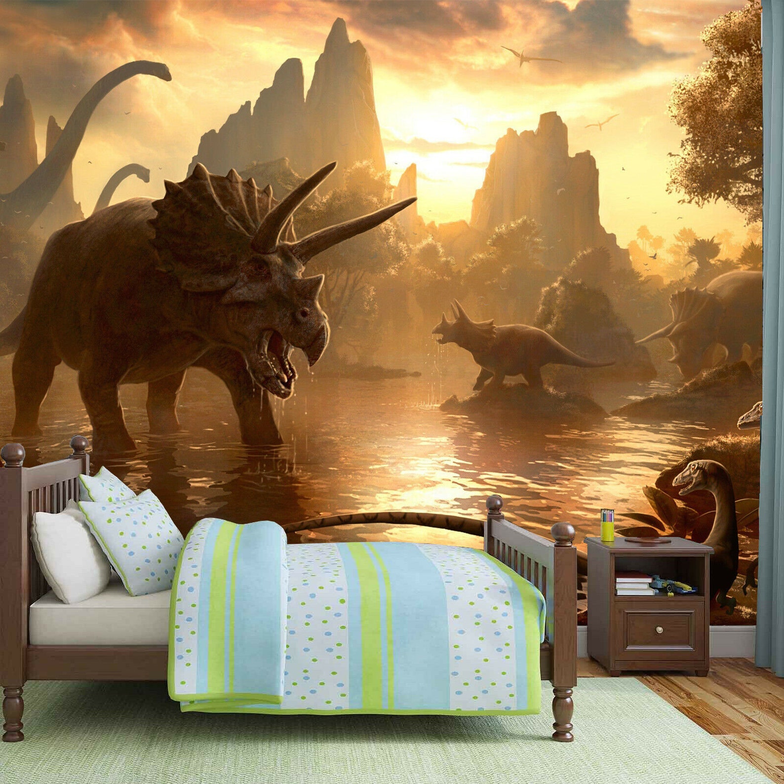 Dinosaur Wallpaper Mural Photo Wall Home Children Room Poster Etsy