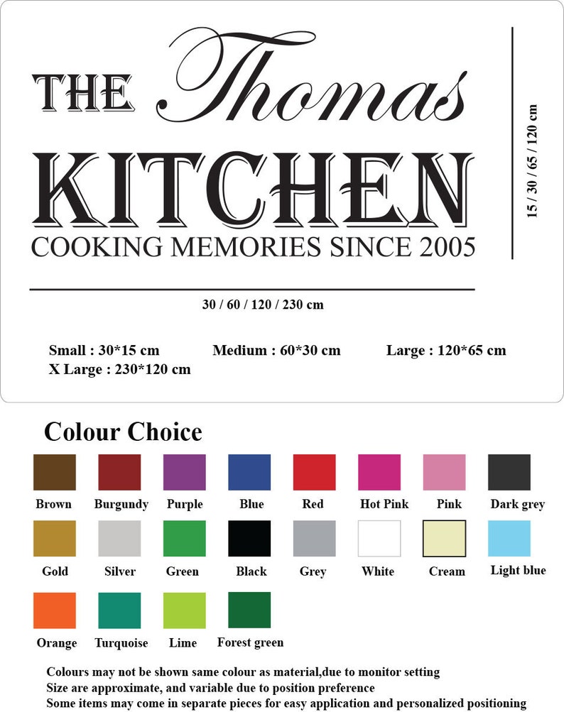 Personalized Kitchen Name Art Wall Sticker Quotes Wall - Etsy