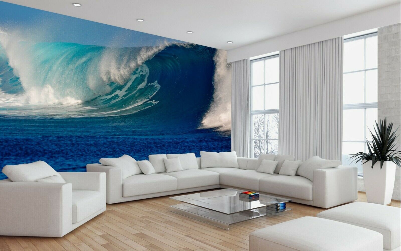 Ocean Sea Water Wave Beach Wallpaper Wall Mural Sky Photo Blue Etsy