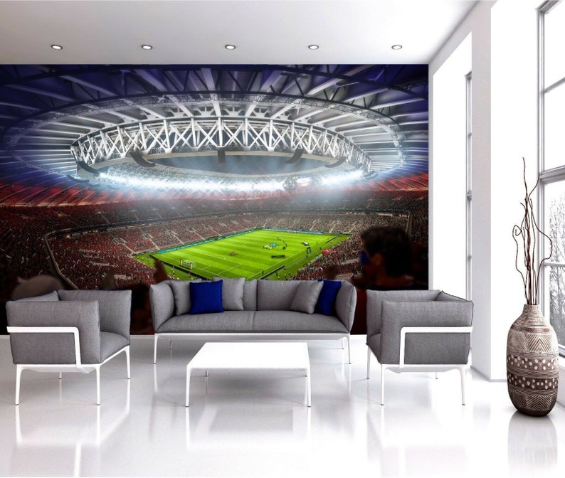 Football Stadium Pitch Sport Wall Mural Photo Wallpaper Kids Game Home Deco wall covering, wall decoration image 2