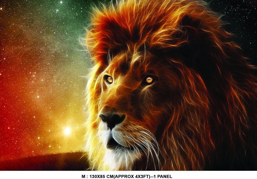 Lion Sky Star Animal Wallpaper Mural Photo Wall Home Children | Etsy