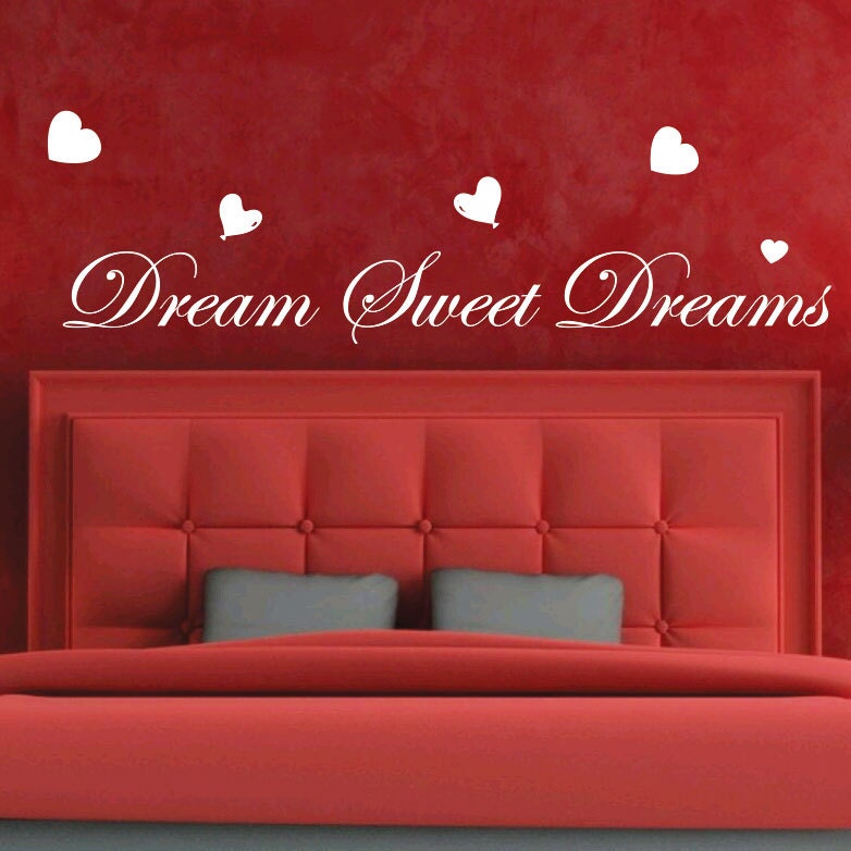 Dream Sweet Dreams Love Heart Art Bedroom Wall Quote Stickers Etsy