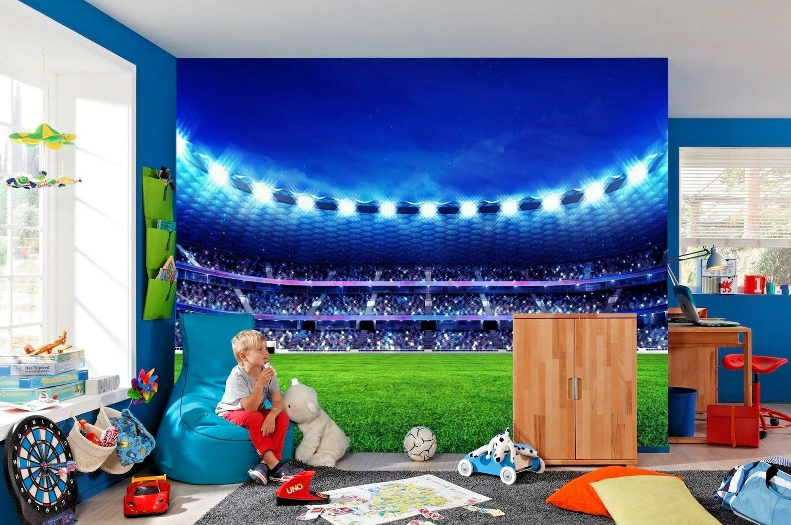 Football Stadium Pitch Sports Wallpaper Mural Photo Kids Etsy
