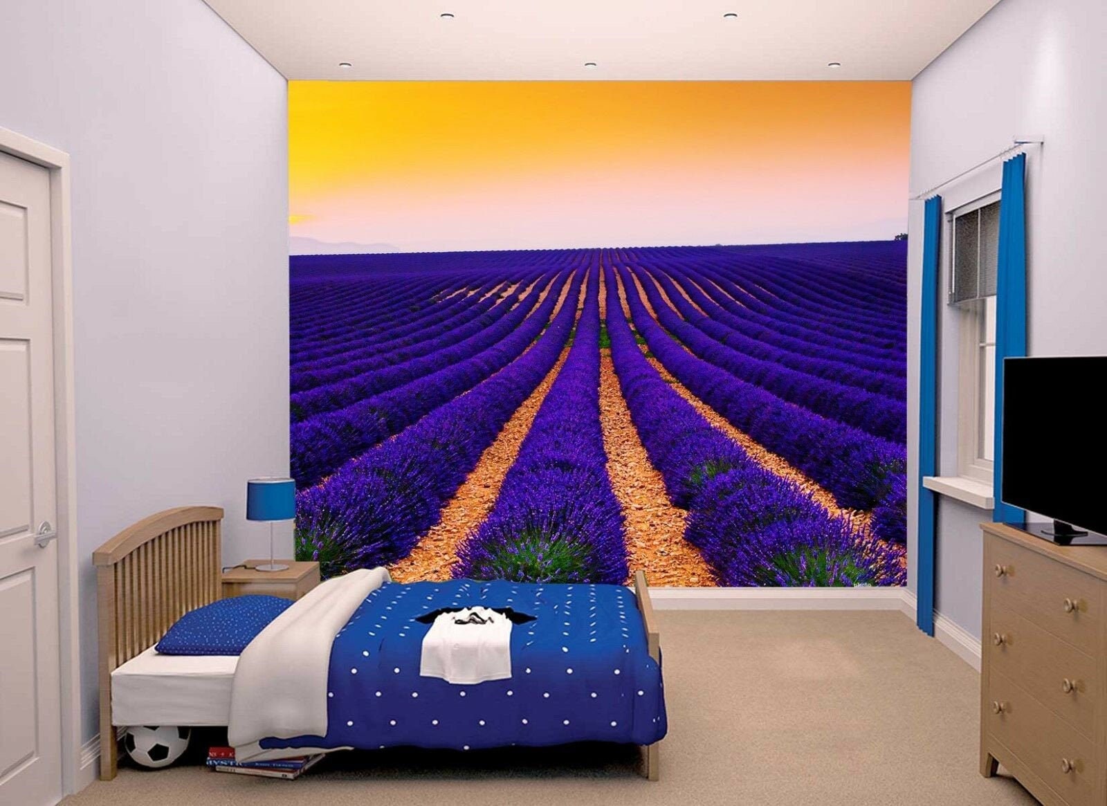 Lavender Flower Garden Wallpaper Bedroom Picture Mural Photo - Etsy Lavender Flower Garden Wallpaper Bedroom Picture Mural Photo - Etsy