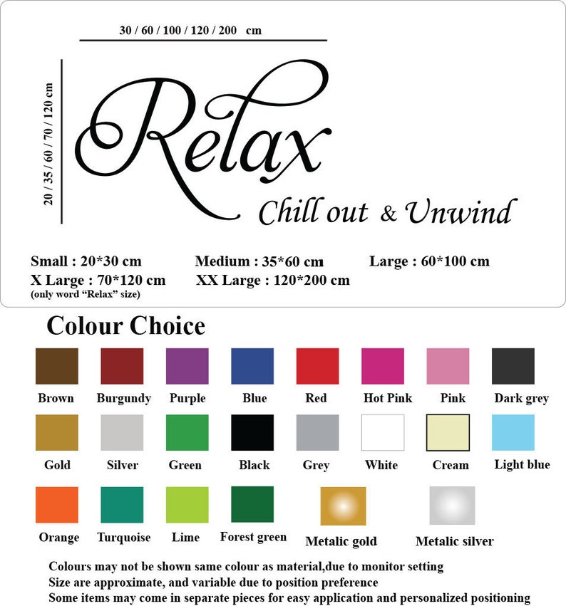 Relax Chillout Unwind Art Wall Quote Stickers Words Lettering Wall Decals