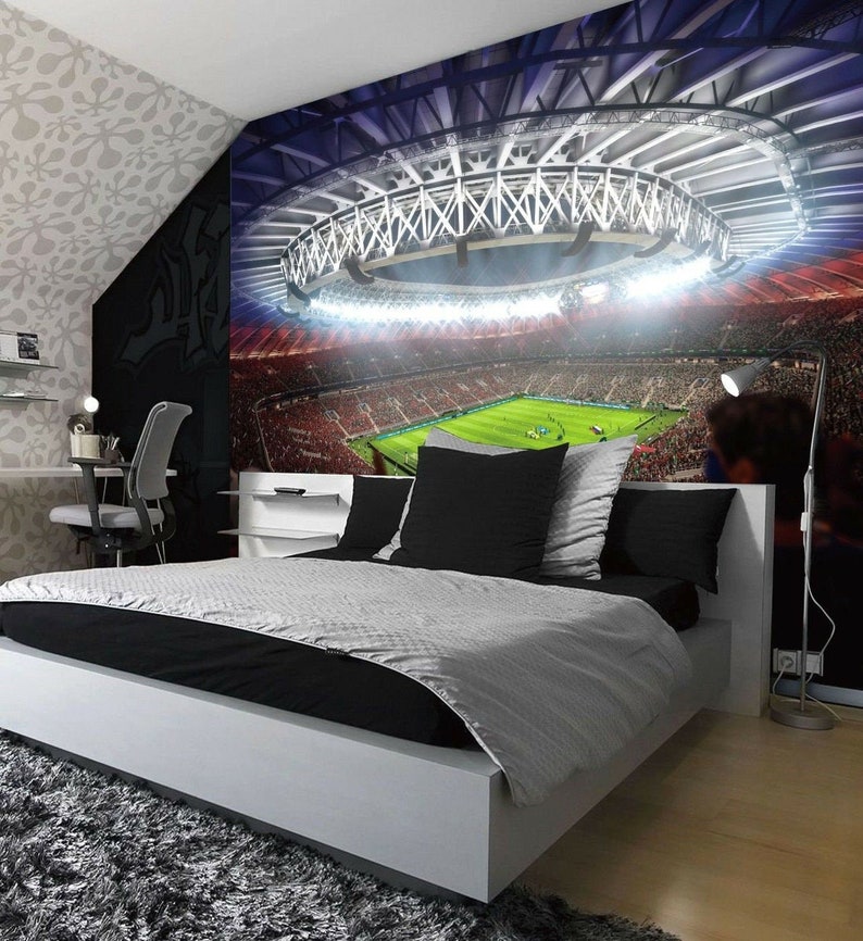 Football Stadium Pitch Sport Wall Mural Photo Wallpaper Kids Game Home Deco wall covering, wall decoration image 1