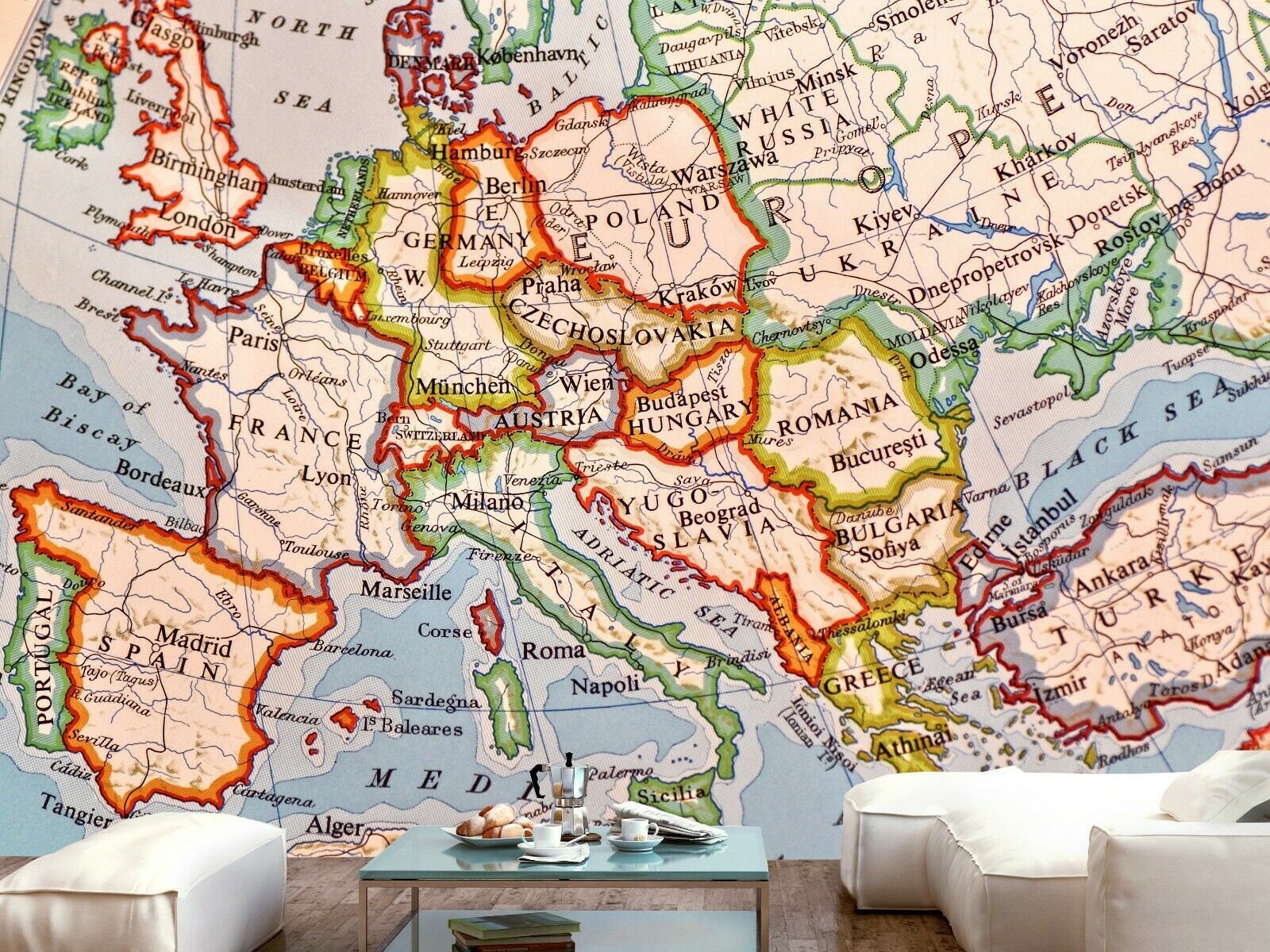 Europe Map Wallpaper Wall Mural Photo Children Kid Play Room - Etsy UK