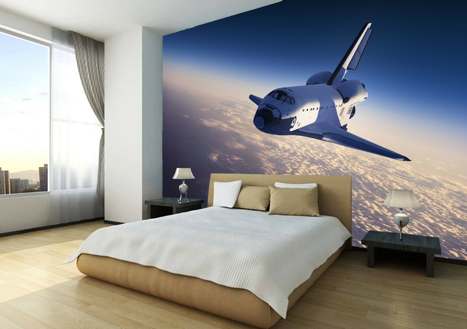 Transbordador espacial Planetas Tierra Estrellas Fondo de pantalla Mural  Foto Niños Niños Cubierta de paredes dormitorio, decoración de paredes -  Etsy México, image size:1600x1127
