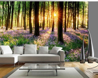 Tree Plant Flowers Wall Mural Forest Photo Picture Wallpaper Bedroom Decoration wall covering, wall decoration