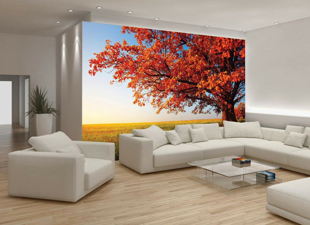 Autumn Tree Leaves Forest Photo Wallpaper Picture Mural Home Bedroom ...