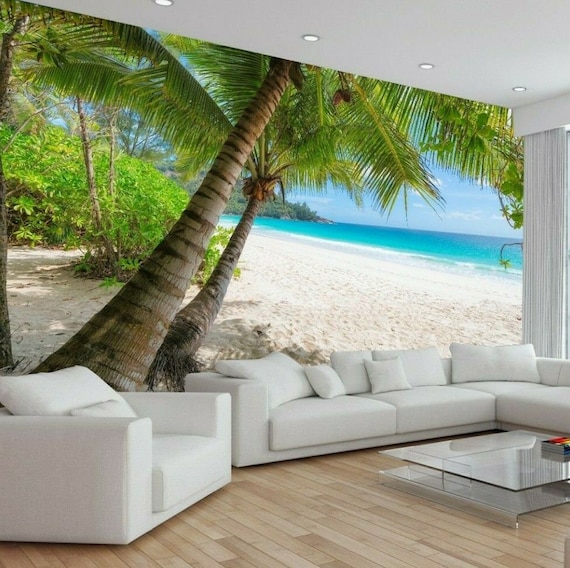 Palme Strand Urlaub Natur Pflanzen Grün Tapete Wandbild Foto Poster  Wandbedeckung Wanddekoration Wandbedeckung Wanddekoration