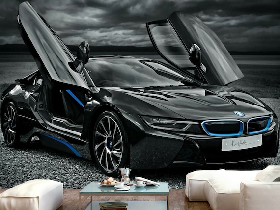 Super Sportwagen BMW i8 Wallpaper Muurschildering Foto Kids Poster