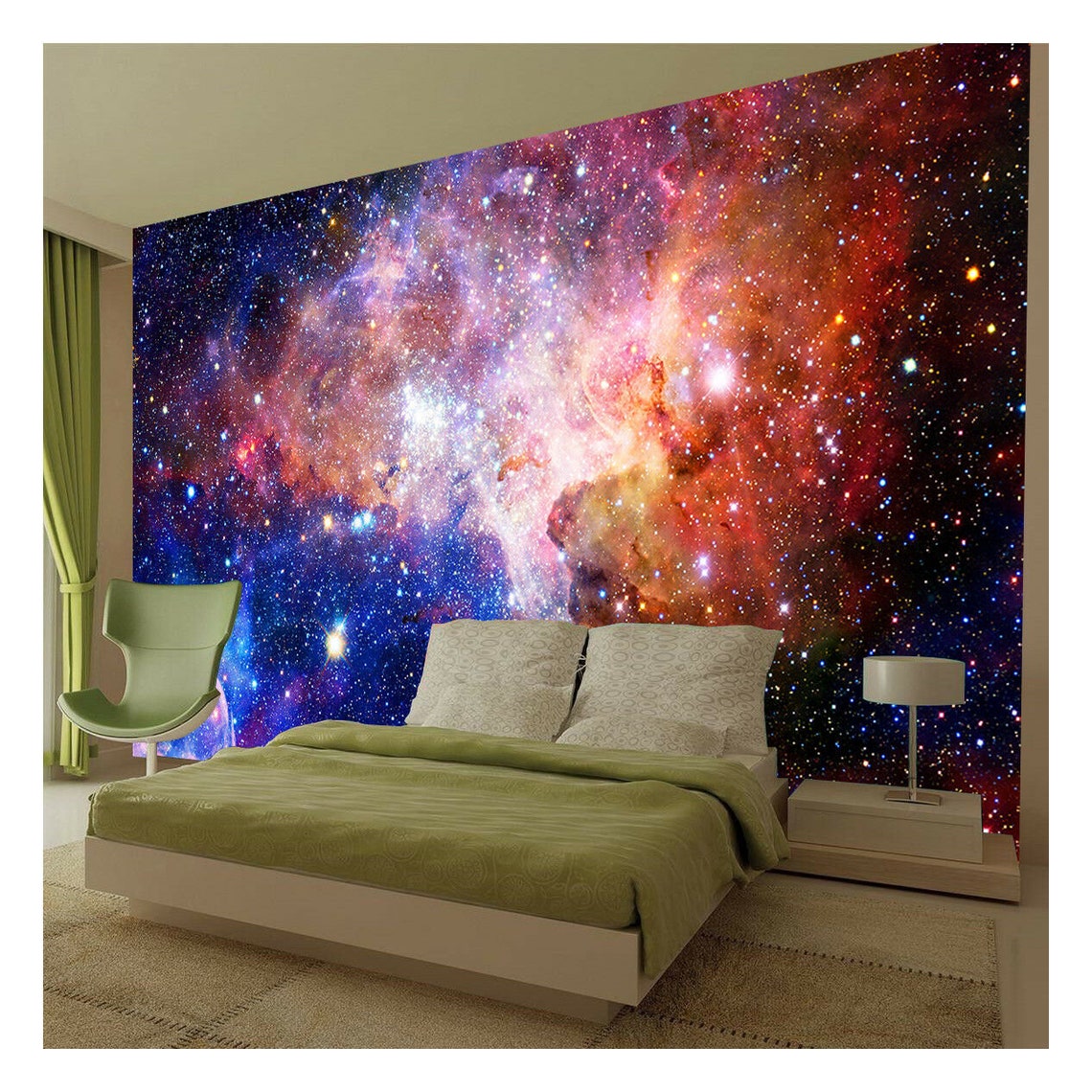 Space Galaxy Stars Planets Wallpaper Mural Photo Kids Bedroom Home