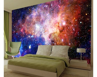 Space Galaxy Stars Planets Wallpaper Mural Photo Kids Bedroom Home Poster Deco wall covering, wall decoration