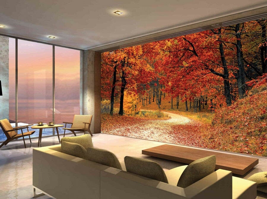 Autumn Tree Leaves Forest Photo Wallpaper Picture Mural Home Bedroom Decoration wall covering, wall decoration