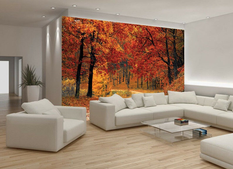 Autumn Tree Leaves Forest Photo Wallpaper Picture Mural Home Bedroom ...