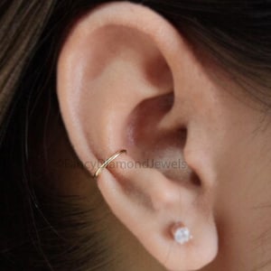 Dainty Single Band Smooth Silver Conch Ear Cuff Earring minimalist-style earring Yellow Gold Ear Wrap Cuff FD326
