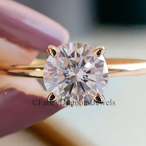 Round Moissanite Ring 925 Sterling Silver Moissanite Ring Wedding Engagement Ring Solitaire Moissanite Ring Moissanite Solid Gold Ring FD81