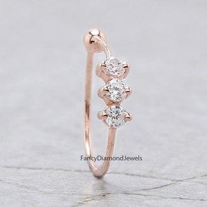 Nose Ring, Studs, Natural Diamond Nose Ring, Nose Ring Hoop, Nose Stud, Rose Gold Nose Ring, Gold Nose Ring, Diamond Nose Stud, Hoop KD976