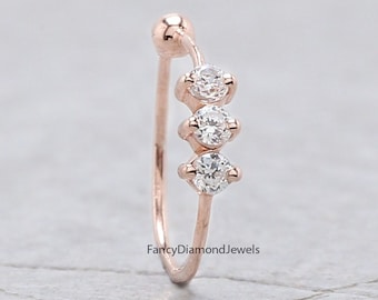 Nose Ring, Studs, Natural Diamond Nose Ring, Nose Ring Hoop, Nose Stud, Rose Gold Nose Ring, Gold Nose Ring, Diamond Nose Stud, Hoop KD976