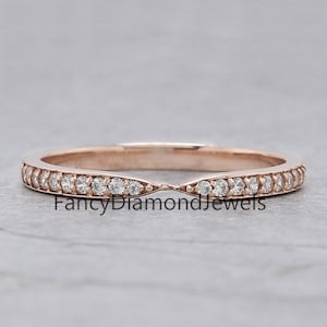 14k Solid Gold 1.80 MM Diamond Wedding Band Half Eternity Minimalist Ring stacking dainty matching anniversary ring Gift For Her KD910