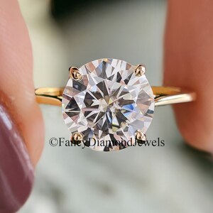 Round Moissanite Ring 925 Sterling Silver Moissanite Ring Wedding Engagement Ring Solitaire Moissanite Ring Moissanite Solid Gold Ring FD76