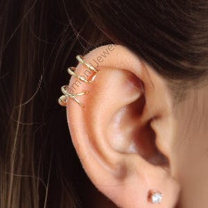 Set of 2 Ear Cuffs for Upper Ear No Piercing Needed Cuff Cartilage Earring Cuff Gold Ear Wrap Cuff FD322