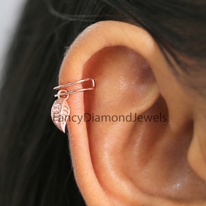 Ear Cuff Earrings, Ear Wraps, Earring Cuffs, Natural Diamond Ear Cuff, No Piercing Ear Cuff, 14K Gold Diamond Ear Cuff, Gold Ear Wrap KD1068