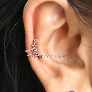 Ear Cuff Earrings, Ear Wraps, Earring Cuffs, Natural Diamond Ear Cuff, No Piercing Ear Cuff, 14K Gold Diamond Ear Cuff, Gold Ear Wrap KD1070