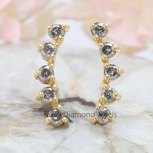 Natural Diamond Earrings, Salt And Pepper Diamond Earrings, Salt And Pepper Round Cut Diamond Earrings, Real Diamond Stud Earrings, KD941