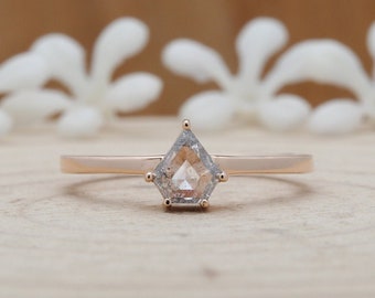 Sale e pepe scudo diamante 14K solido rosa oro oro anello di nozze regalo anello KD473