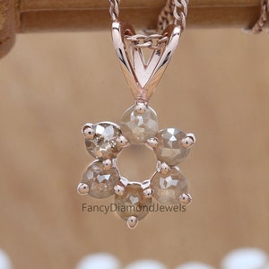 Round Rose Cut Diamond Pendant, Unique Diamond Pendant, Brown Diamond Pendant, Brown Color Round Pendant, Dangling Diamond Pendant, KDN7667