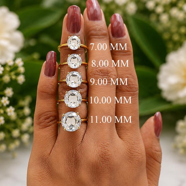 Round Rose Cut Engagement Diamond Ring 14k Gold Filled Solitaire Lab Created Moissanite Style Promise Wedding Anniversary Gift For Her FD572