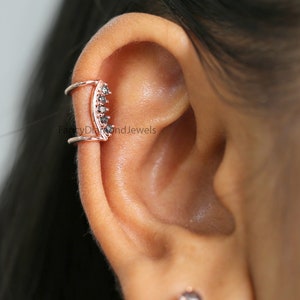 Ear Cuff Earrings, Ear Wraps, Earring Cuffs, Natural Diamond Ear Cuff, No Piercing Ear Cuff, 14K Gold Diamond Ear Cuff, Gold Ear Wrap KD1072