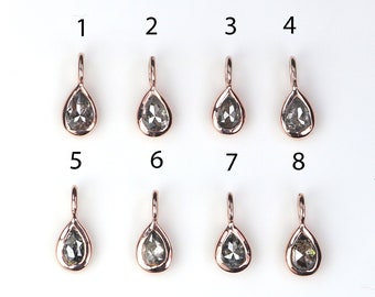 Colgante de diamantes con forma de pera, sal y pimienta, colgante de diamantes único, colgante de diamantes con forma de pera, colgante de diamantes colgante KD1089
