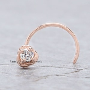 Nose Ring, Studs, Natural Diamond Nose Ring, Nose Ring Hoop, Nose Stud, Rose Gold Nose Ring, Gold Nose Ring, Diamond Nose Stud, Hoop KD1028