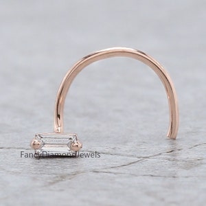 Anello al naso, borchie, anello al naso con diamante naturale, anello al naso a cerchio, perno al naso, anello al naso in oro rosa, anello al naso in oro, perno al naso con diamante, cerchio KD1023