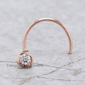 Nose Ring, Studs, Natural Diamond Nose Ring, Nose Ring Hoop, Nose Stud, Rose Gold Nose Ring, Gold Nose Ring, Diamond Nose Stud, Hoop KD1020