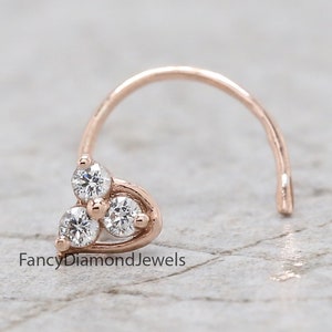 Nose Ring, Studs, Natural Diamond Nose Ring, Nose Ring Hoop, Nose Stud, Rose Gold Nose Ring, Gold Nose Ring, Diamond Nose Stud, Hoop KD961