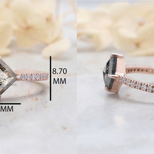 Kite Cut Salt And Pepper Diamond Ring 1.05 Ct 8.00 MM Kite Diamond Ring 14K Solid Rose Gold Silver Kite Engagement Ring Gift For Her QL2106 zdjęcie 8