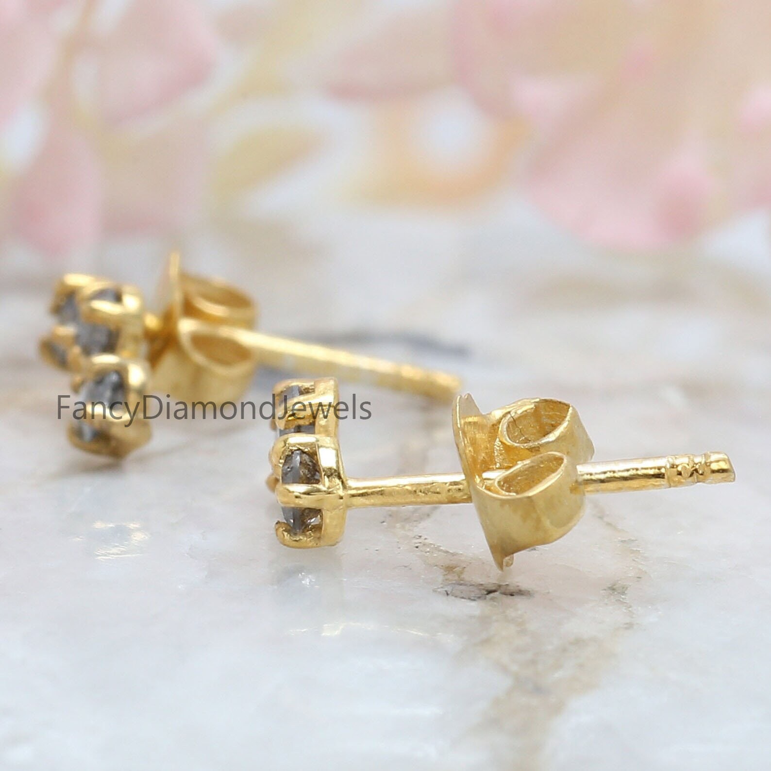 Natural Diamond Earrings Salt and Pepper Diamond Earrings Salt and Pepper Round Cut Diamond Earrings Real Diamond Stud Earrings KD942 Etsy UK