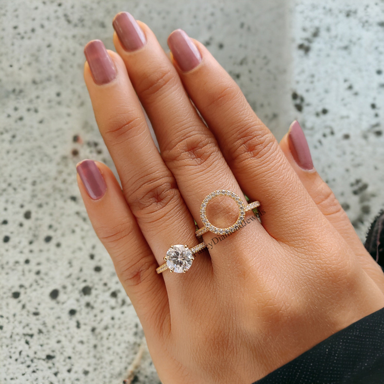 Bridal ring set with enhancer wrap stacked rings