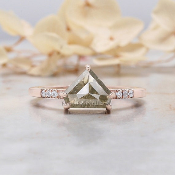 1.06 Grey Shield Cut Diamond Engagement Ring in 14k Yellow Gold - Filigree  Jewelers