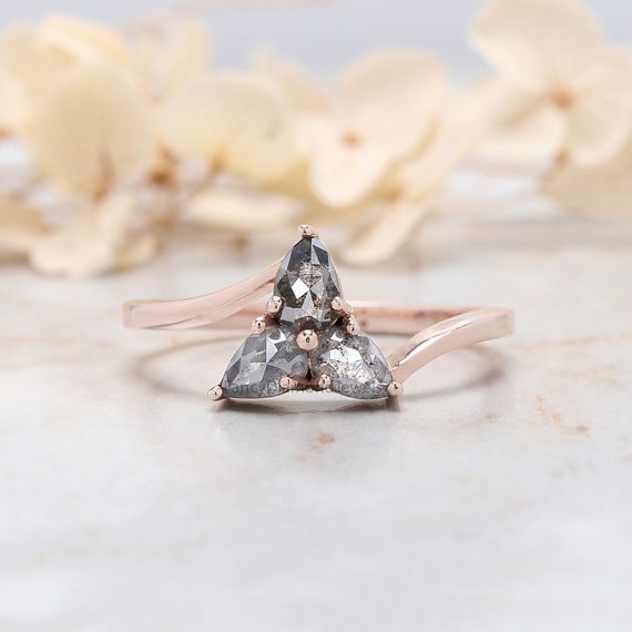 Pear Salt and Pepper Diamond Ring Natural Pear Diamond Ring Pear