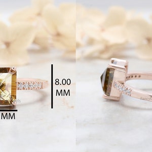 Radiant Cut Brown Color Diamond Ring 1.46 Ct 7.60 MM Radiant Diamond Ring 14K Solid Rose Gold Silver Engagement Ring Gift For Her QN9224 zdjęcie 8