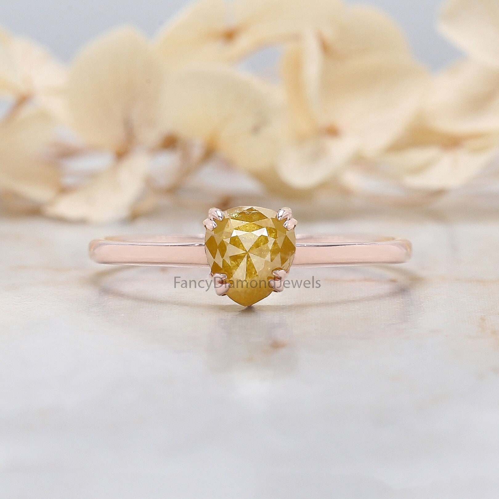 Heart Yellow Diamond Ring Heart Diamond Engagement Ring Yellow
