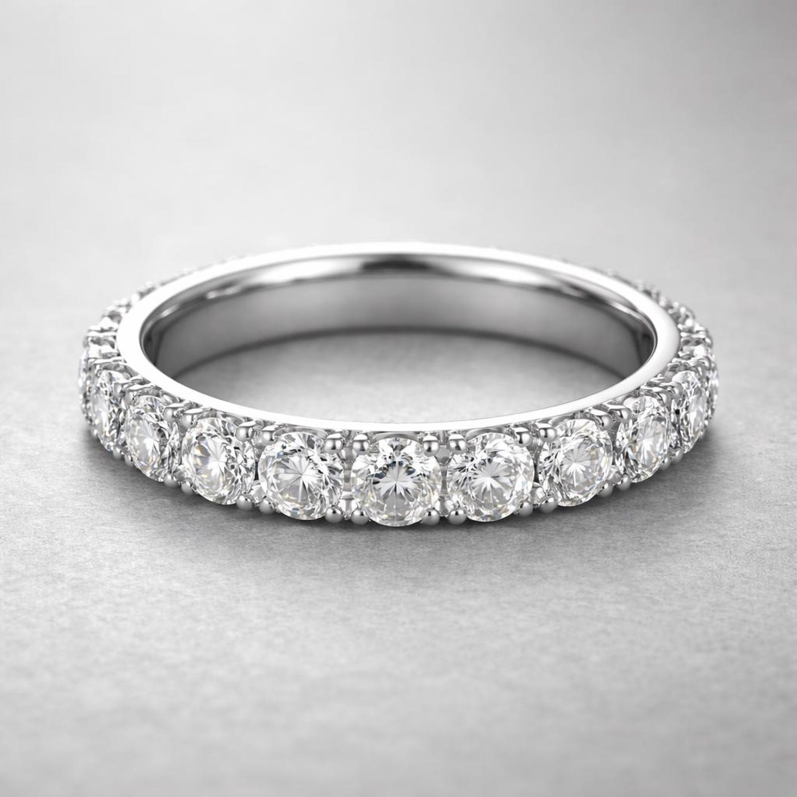 Diamond white gold wedding band