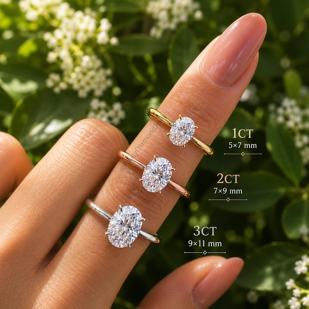 Oval Moissanite Engagement Ring for Women 14k Gold Solitaire Wedding ...