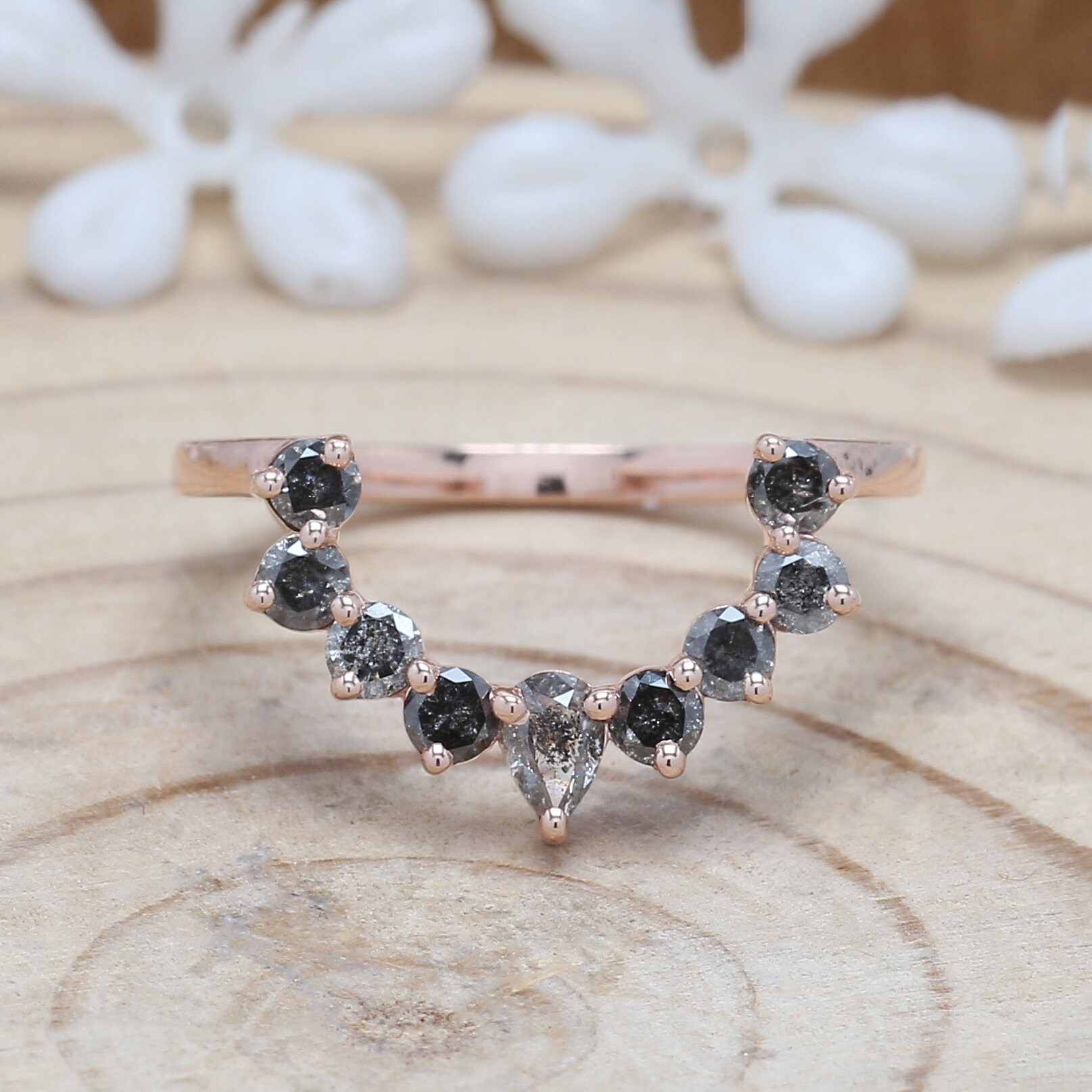 2.26 Ct Sel et poivre Diamant Anneau Cercueil Diamant Bague Etsy
