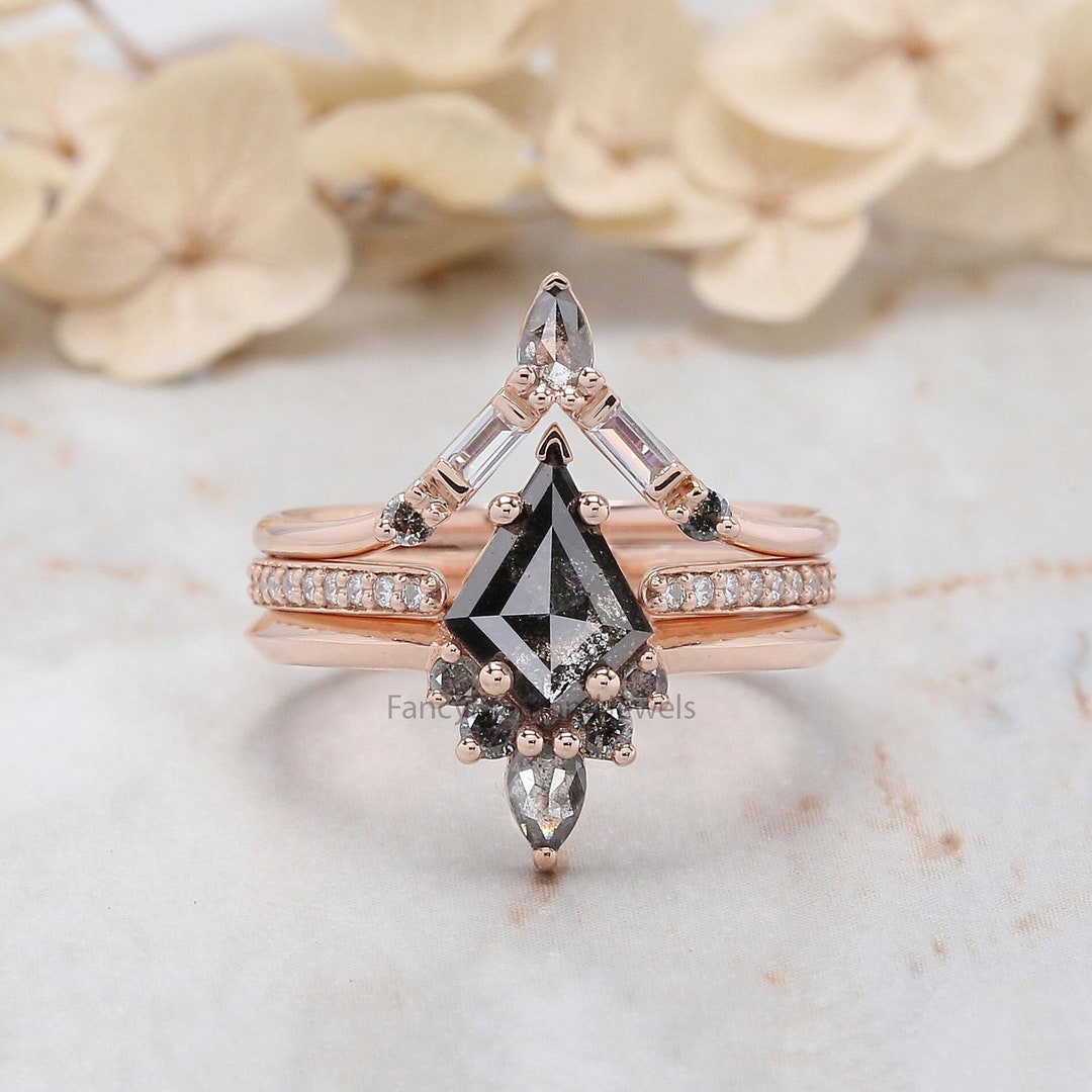 Kite Salt and Pepper Diamond Ring Salt and Pepper Kite Diamond